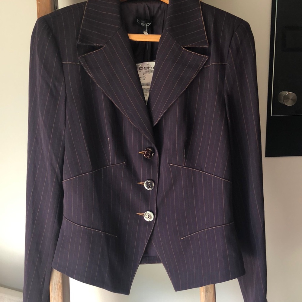 bebe Brown Pinstripe Blazer